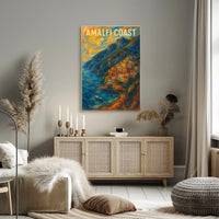 Amalfi Coast Poster Wall Art Coastal Seaside Landscape