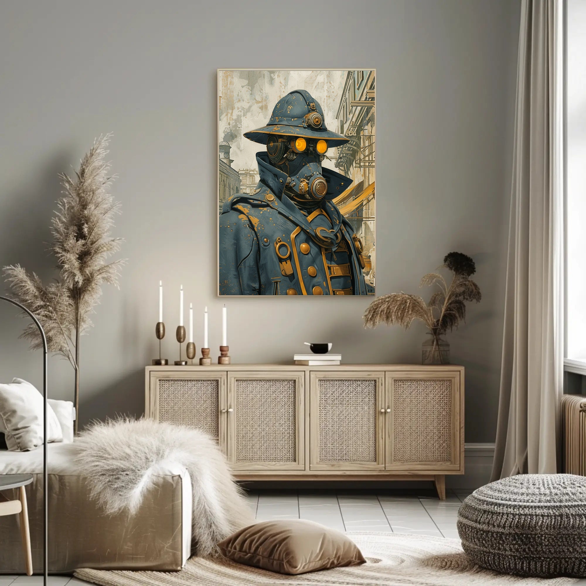 Steampunk Sentinel Art Print Poster for Home Decor and Adventure Lovers PosterGoat