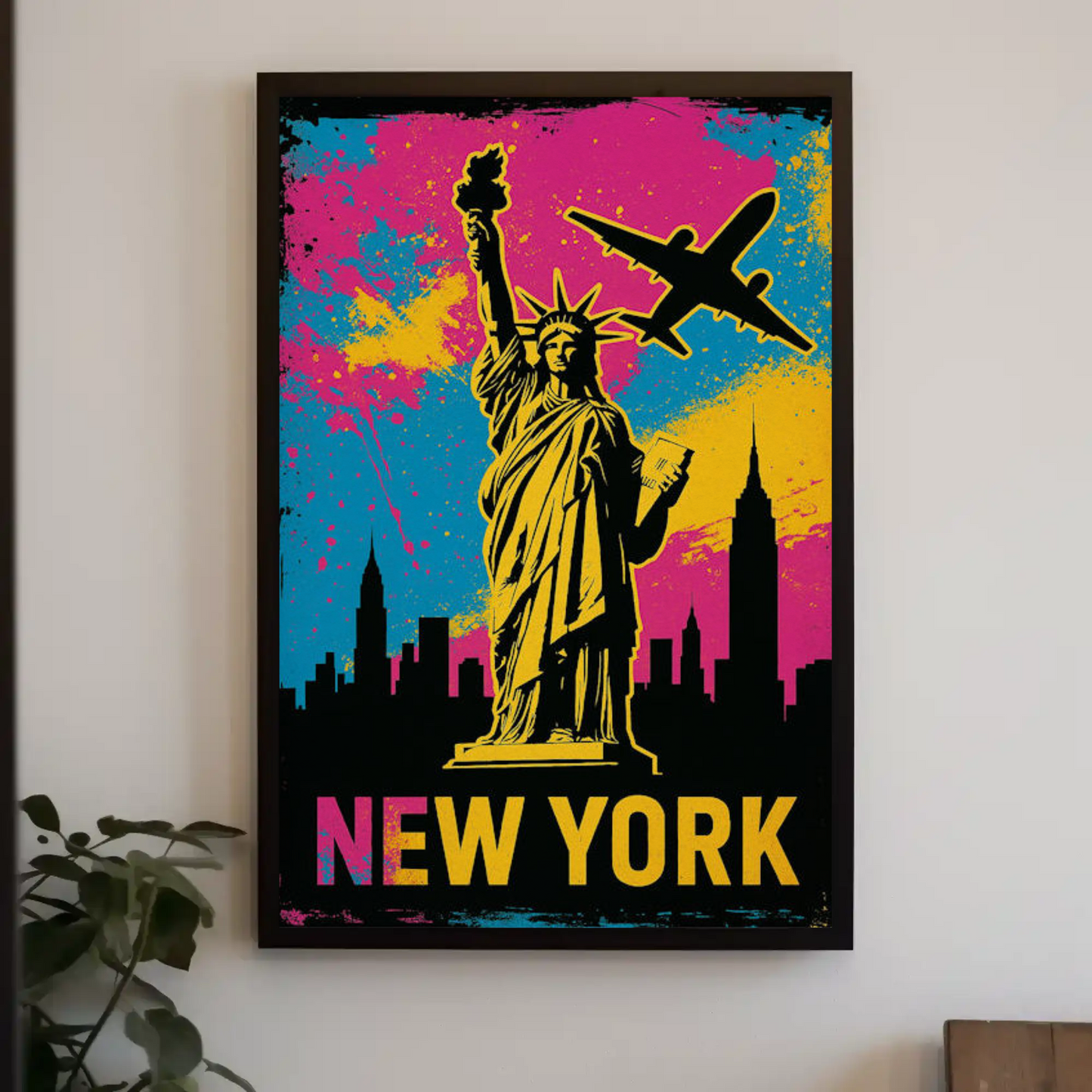 New York Statue Liberty Street Art Neon Colors Travel Poster