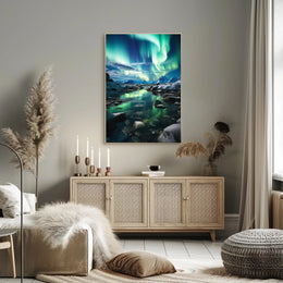 Northern Lights Over Arctic Landscape Travel Poster
