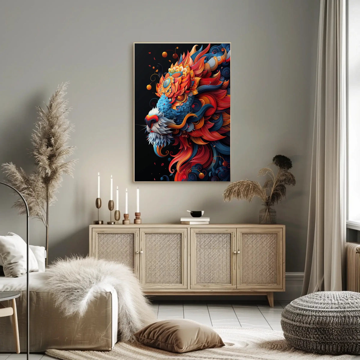 Vibrant Lion Art Poster