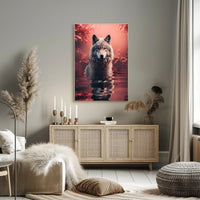 Majestic Wolf In Enchanted Waters Poster PosterGoat