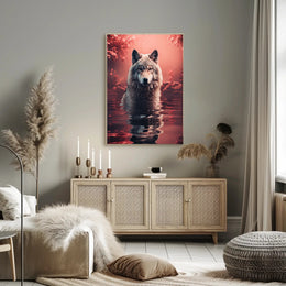 Majestic Wolf In Enchanted Waters Poster PosterGoat