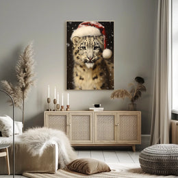 Festive Snow Leopard Poster