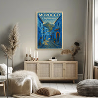 Chefchaouen Blue Pearl Watercolor Art Poster Print