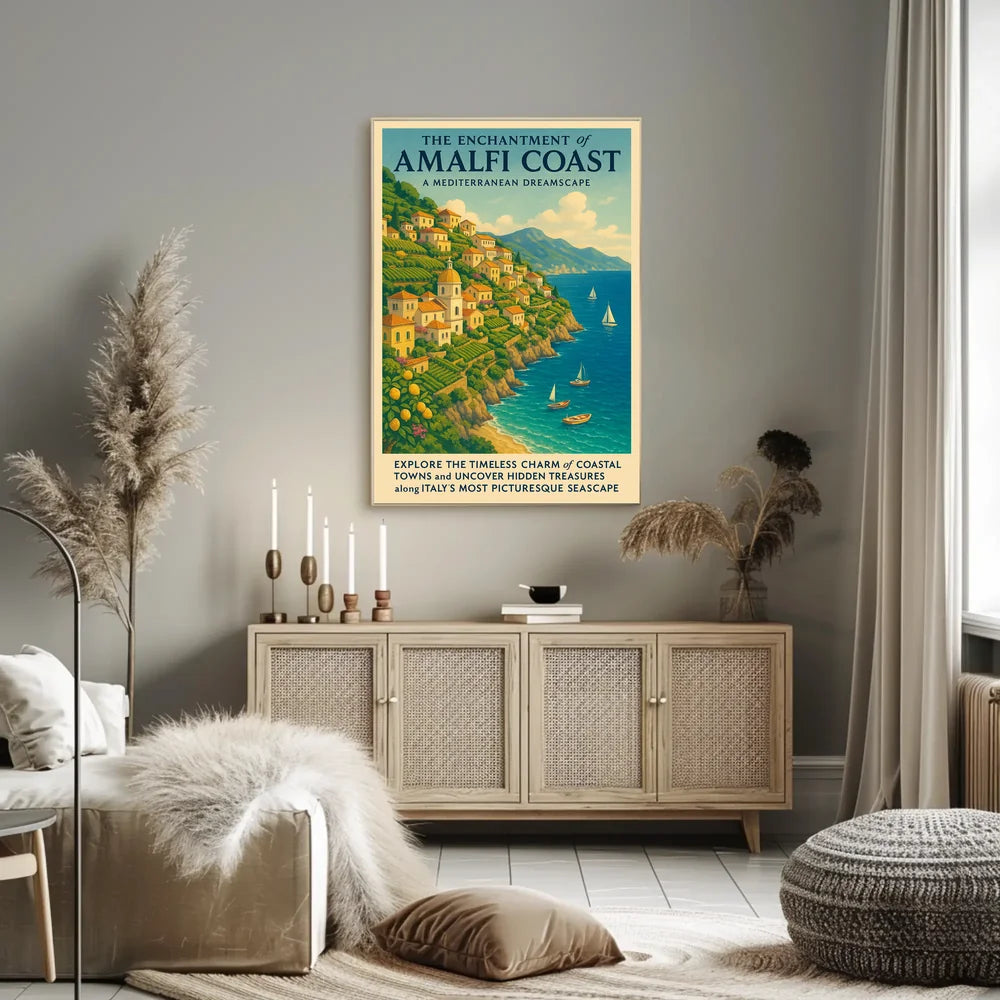 Amalfi Coast Travel Dreamscape Vintage Art Poster