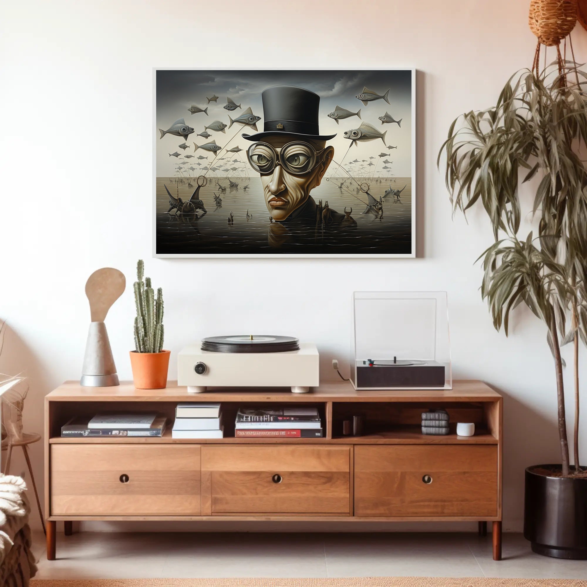 Surrealistic Scene with Flying Fish Fantasy or Mythology Poster
