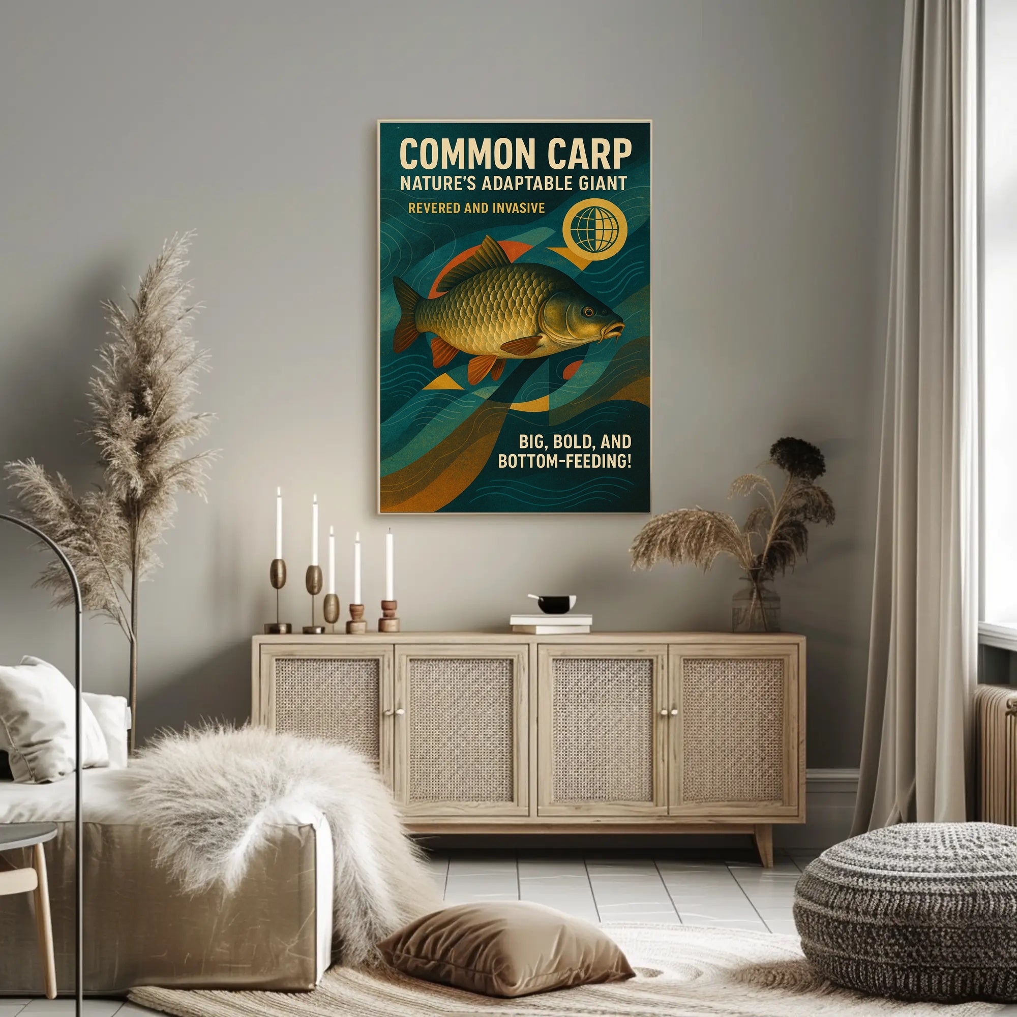 Common Carp Retro Eco-Conscious Animal Poster