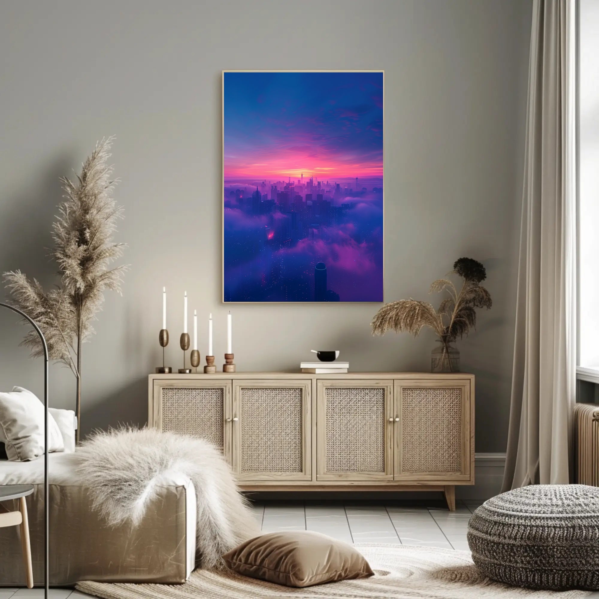 Futuristic Twilight Cityscape Urban or Cityscape Poster PosterGoat