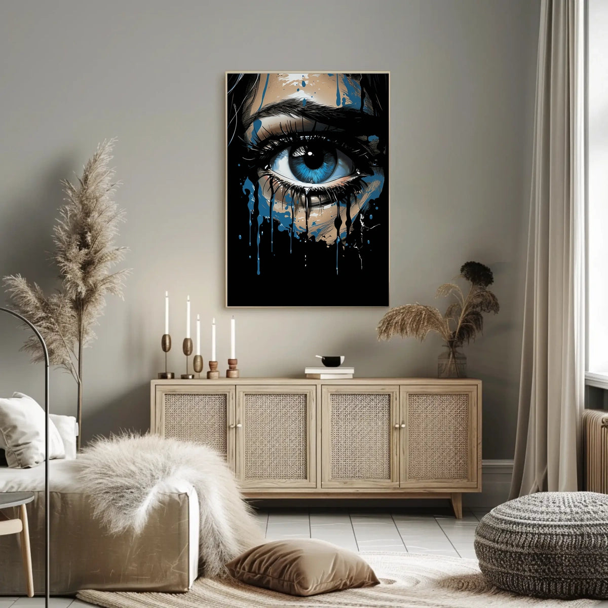 Mystical Blue Eye Dripping Paint Art Poster