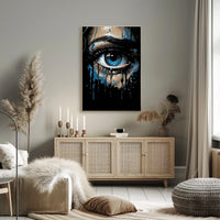 Mystical Blue Eye Dripping Paint Art Poster