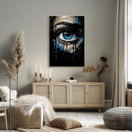 Mystical Blue Eye Dripping Paint Art Poster
