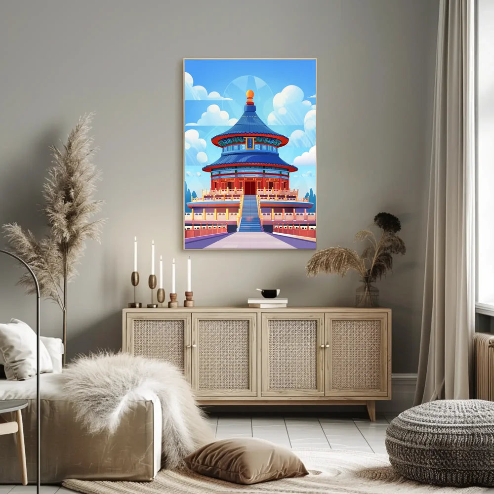 Temple of Heaven Vibrant Illustration Art Poster