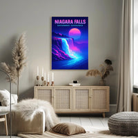 Niagara Falls Vaporwave Experience Poster PosterGoat