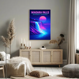 Niagara Falls Vaporwave Experience Poster PosterGoat