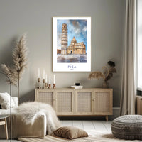 Leaning Tower of Pisa Watercolor Travel Poster PosterGoat