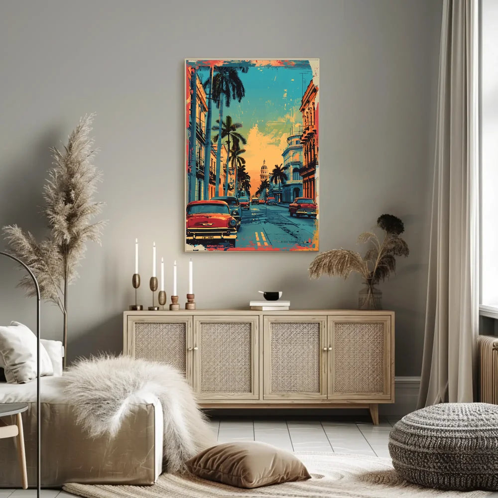 Havana Retro Street Scene Pop Art Poster