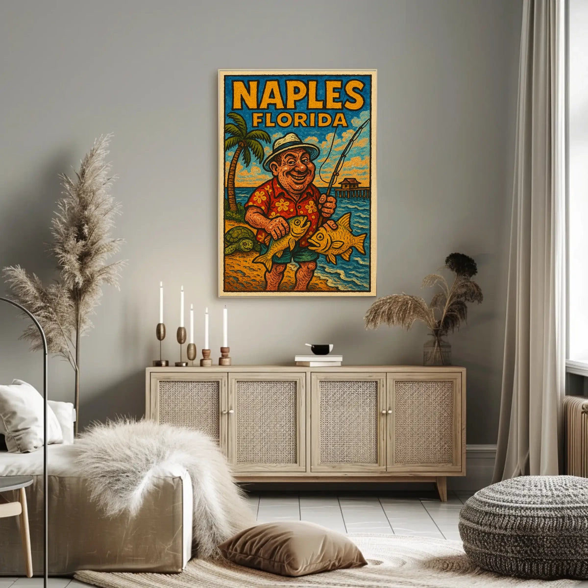 Naples Florida Fishing Paradise Poster Wall Art Decor