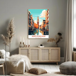 Amsterdam Canals Vintage Travel Poster