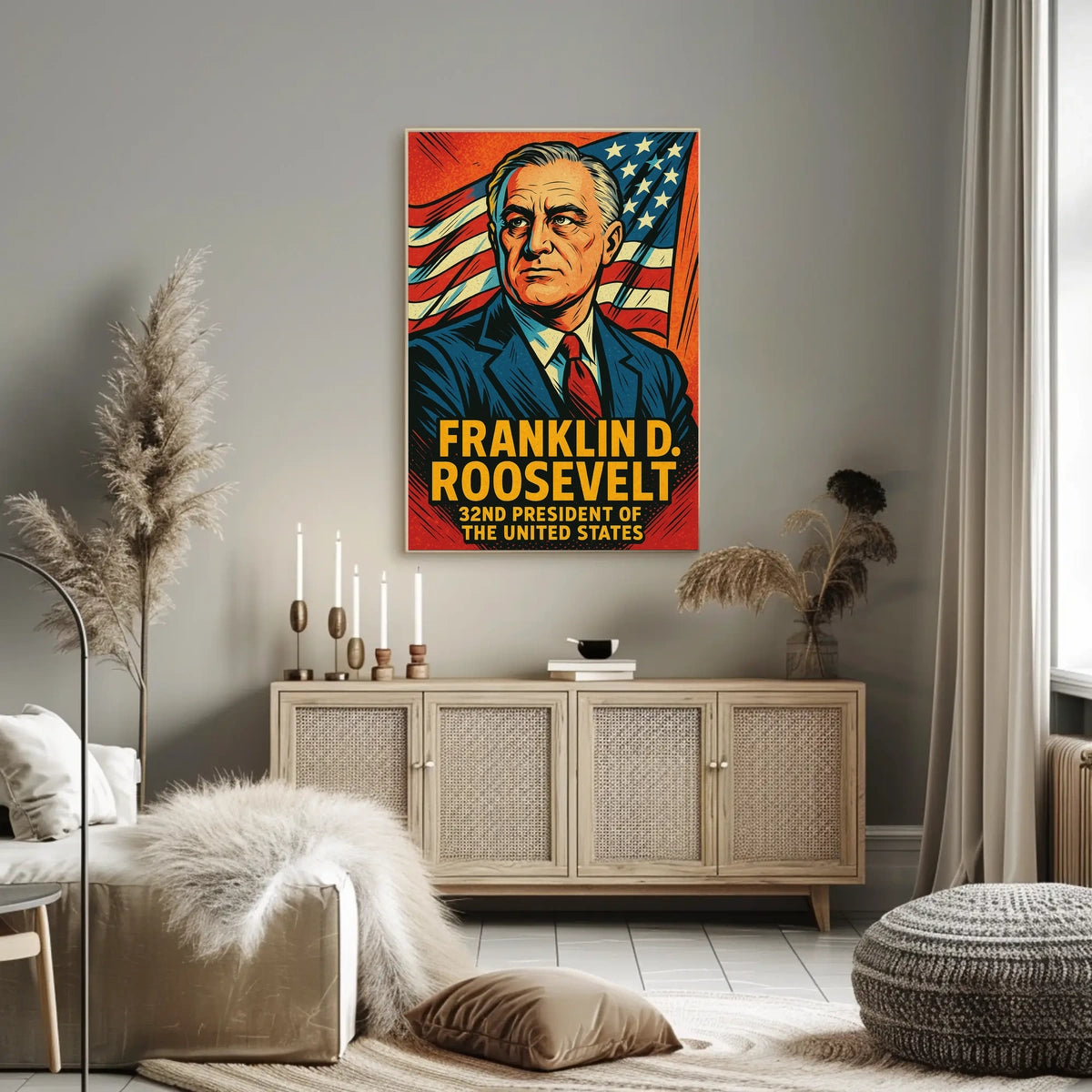 Franklin D Roosevelt 32nd President Poster Wall Art Print