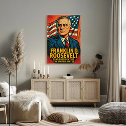 Franklin D Roosevelt 32nd President Poster Wall Art Print