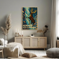 Reindeer Ice Climbing Adventure Fantasy Poster