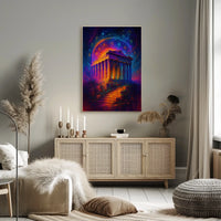 Mystical Ruins Under Cosmic Skies Poster