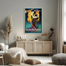 Kellar's Golden Butterfly Vintage Theatrical Poster showcases enchanting theater magic, perfect for art collectors.
