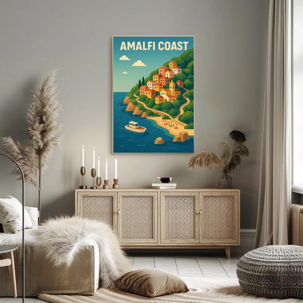 Amalfi Coast Poster Wall Art For Coastal Decor And Travel
