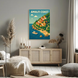 Amalfi Coast Poster Wall Art For Coastal Decor And Travel