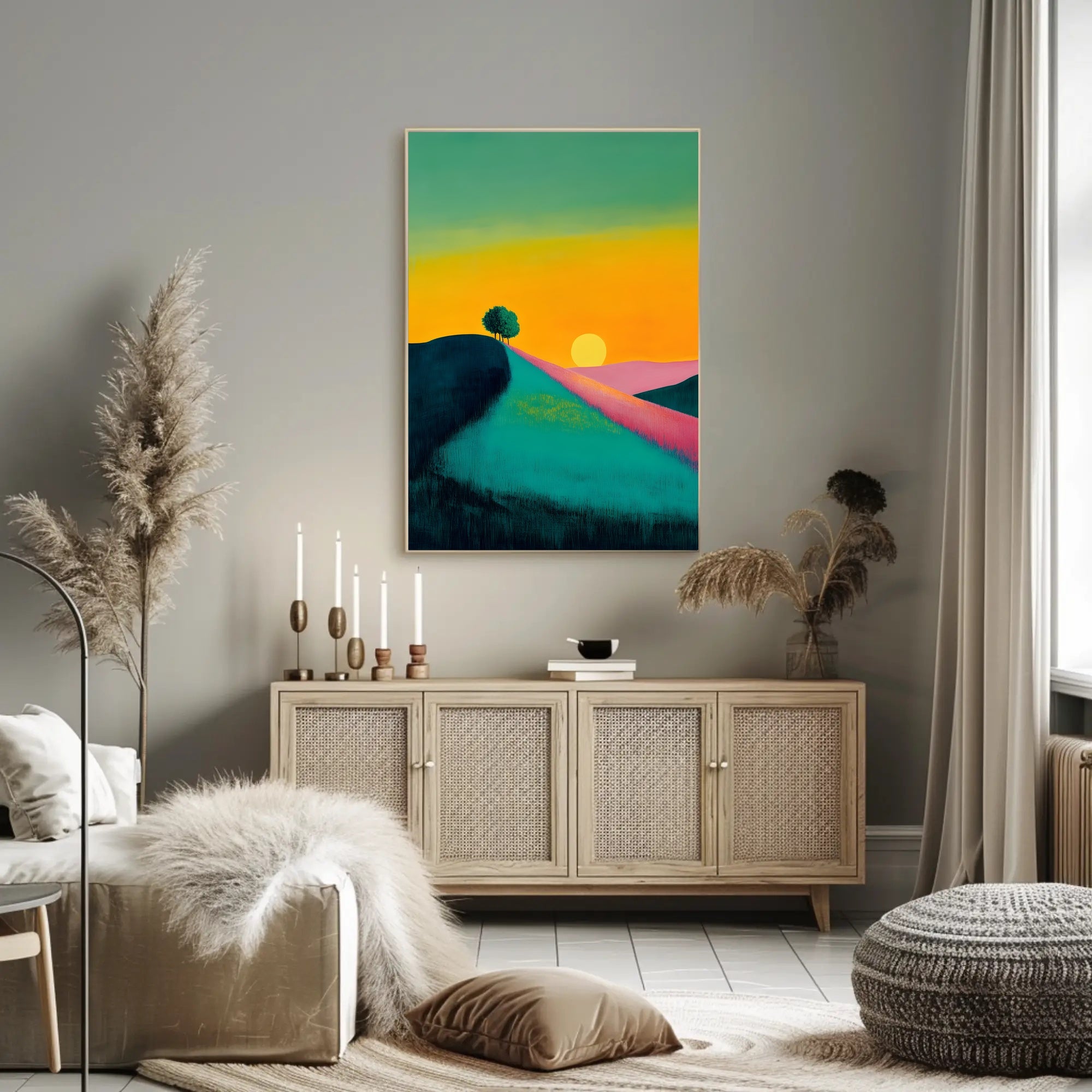 Serene Sunset Landscape Poster Scenic Wall Art Print