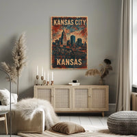 Kansas City Skyline Vintage Nostalgic Poster