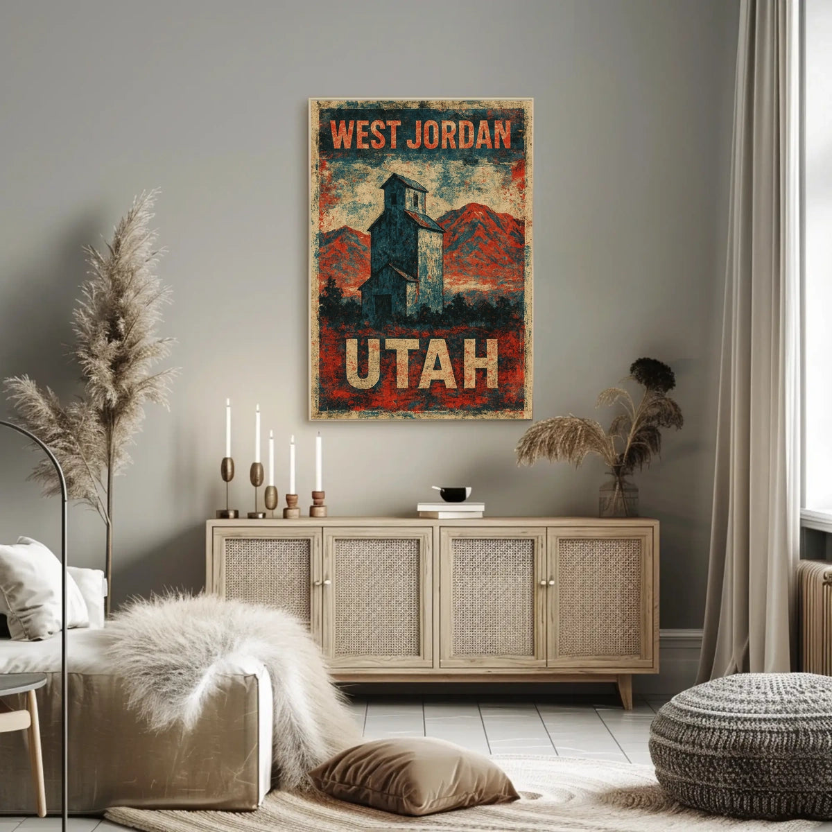 Vintage West Jordan Utah Rustic Travel Collectors Poster