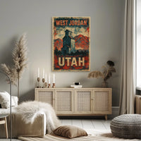 Vintage West Jordan Utah Rustic Travel Collectors Poster