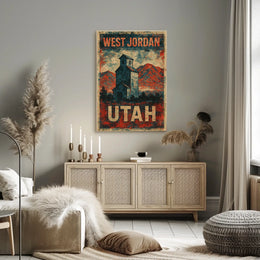 Vintage West Jordan Utah Rustic Travel Collectors Poster