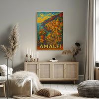 Whimsical Amalfi Coast Poster For Coastal Living Spaces