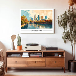 Melbourne's Vibrant Skyline: Urban or Cityscape Poster