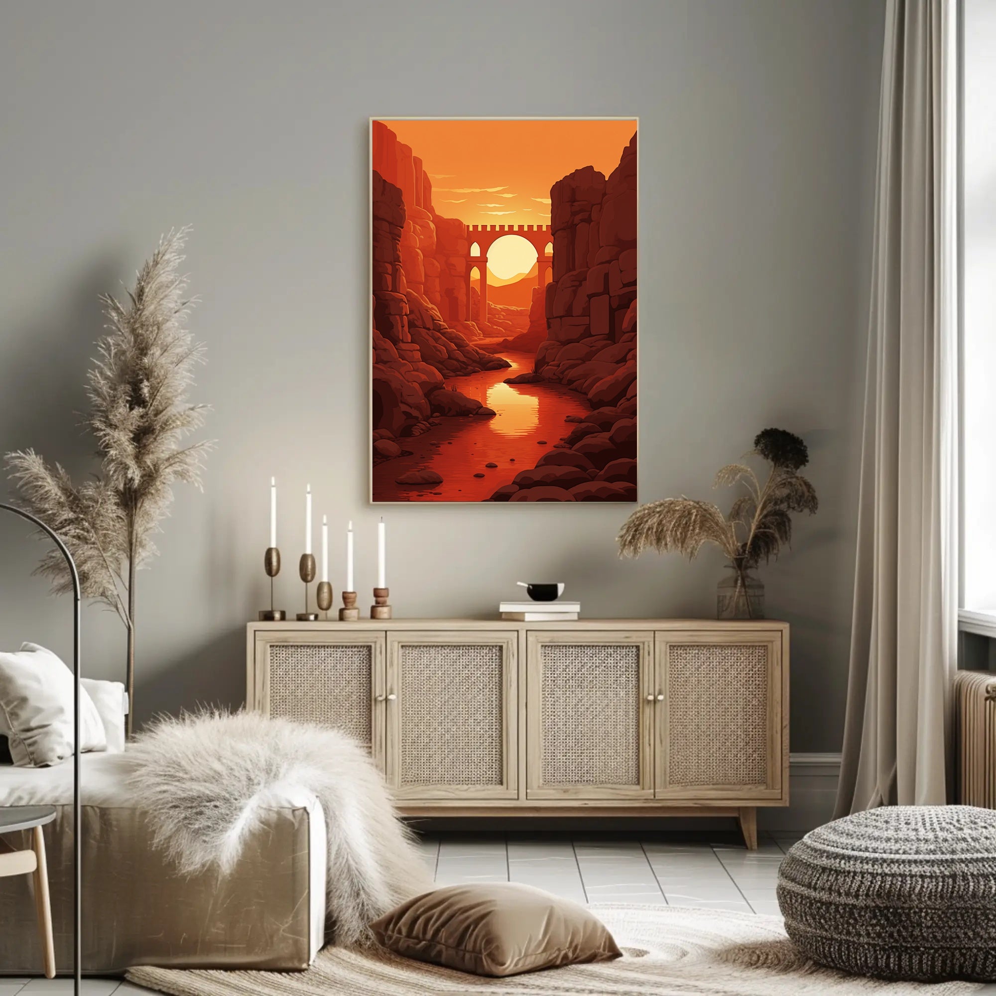 Sunset Over The Canyon Bridge Poster PosterGoat