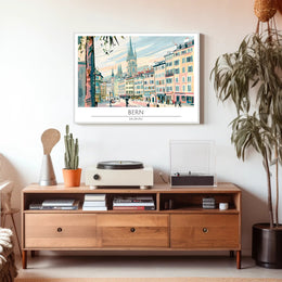 Bern Cityscape Illustration Poster PosterGoat