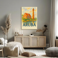Aruba Lighthouse and Cottage Poster
