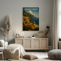 Amalfi Coast Poster Wall Art Decor 18x24 Coastal Scene