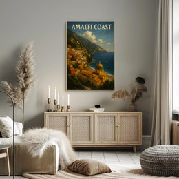 Amalfi Coast Poster Wall Art Decor 18x24 Coastal Scene