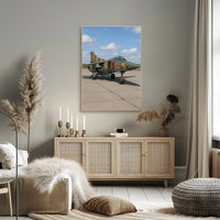 Military Aircraft Camouflage Scene Under Clear Skies Poster