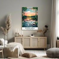 Everglades National Park Vintage Sunset Scenery Poster