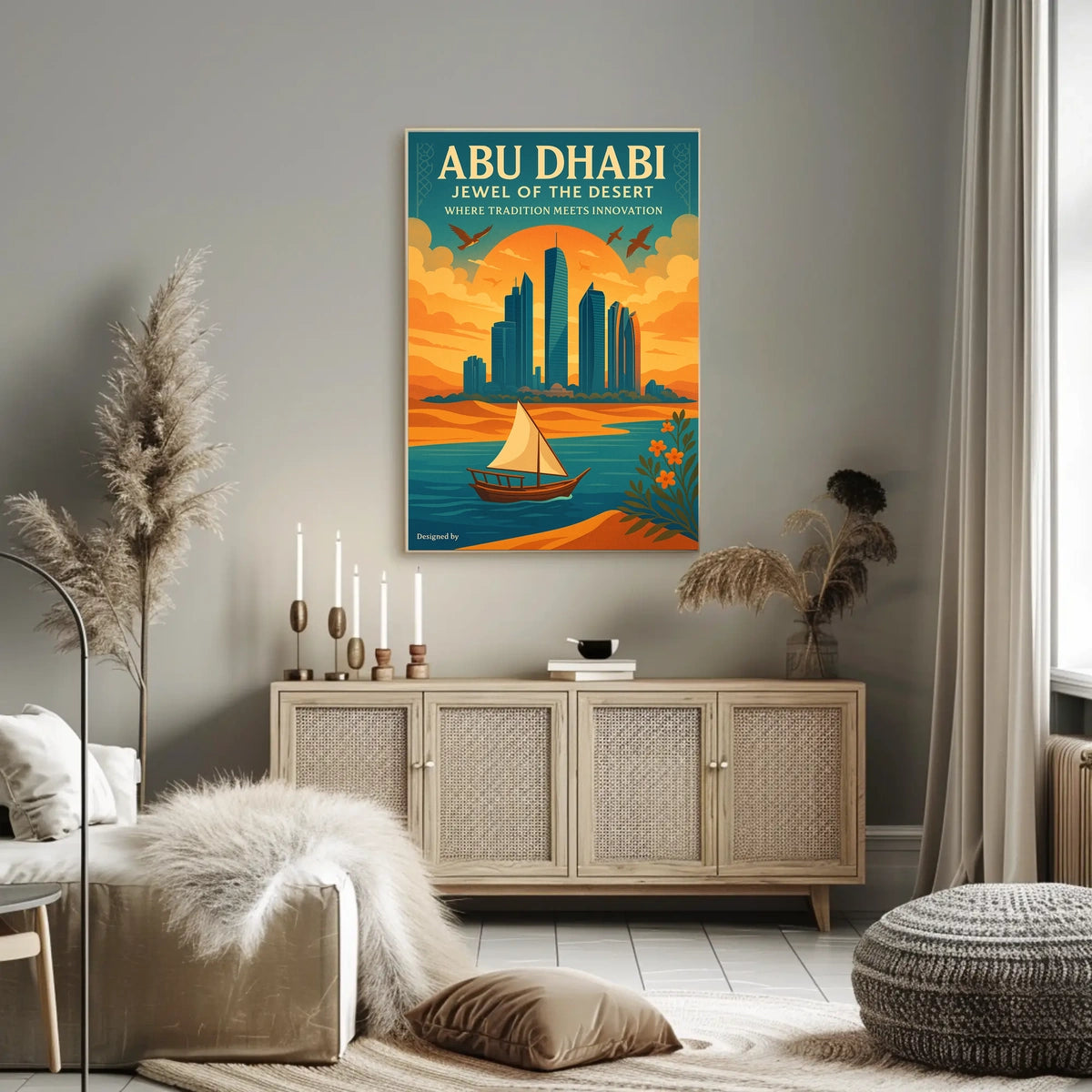 Abu Dhabi Harmony Modern Cityscape Travel Poster