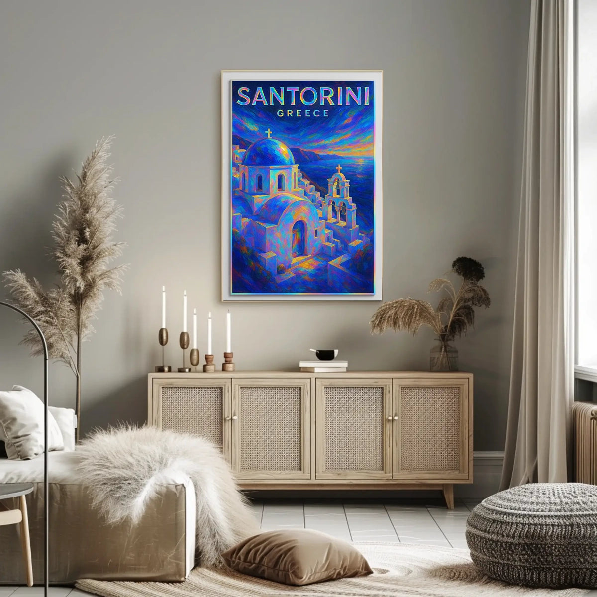 Santorini, Greece A Vibrant Escape Poster