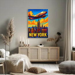 New York City Skyline Retro Poster PosterGoat