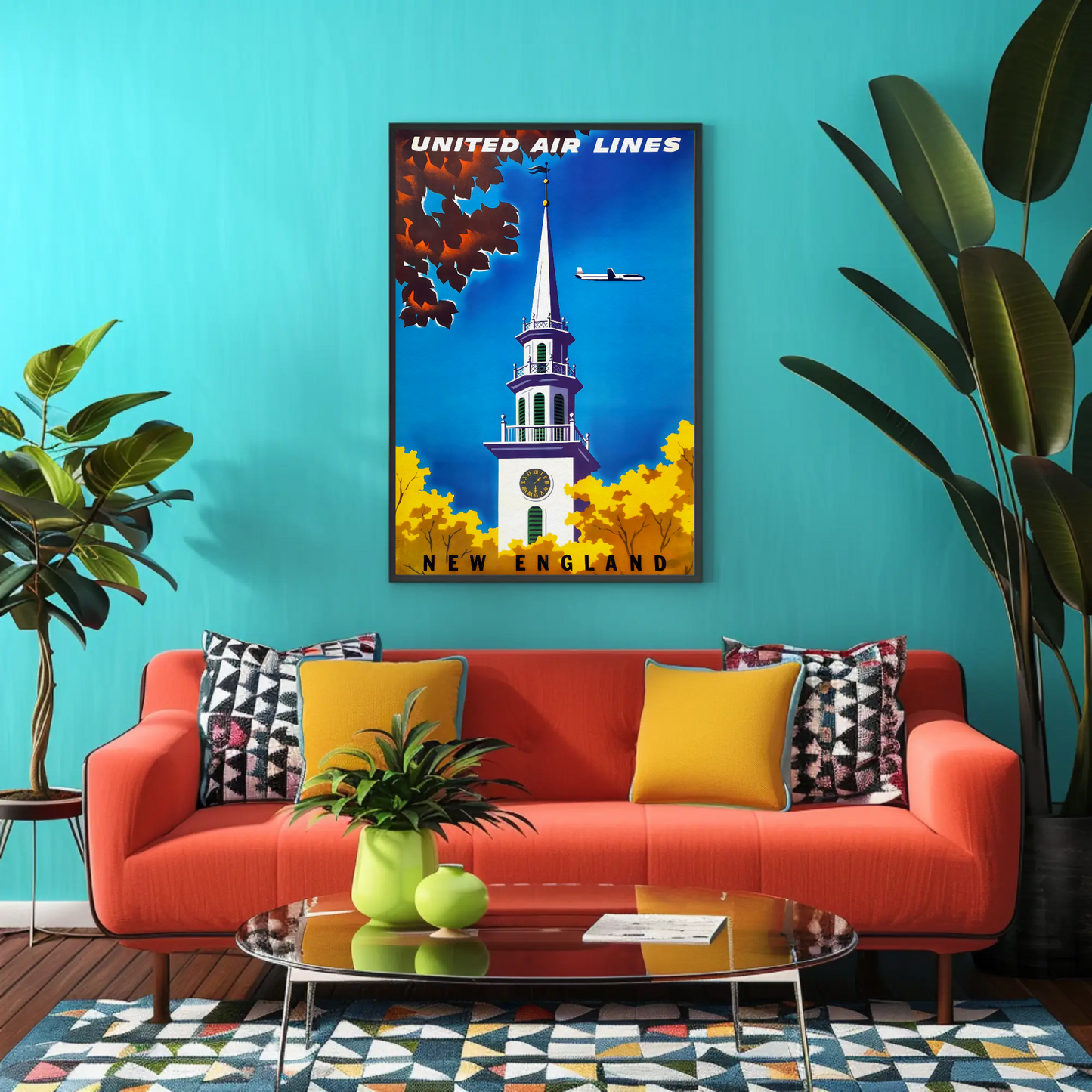 New England Travel Poster - United Air Lines