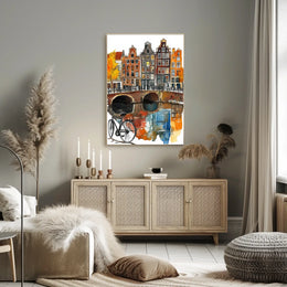 Netherlands Amsterdam Canal and Colorful Houses Poster