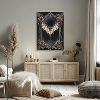 Gothic Elegance Bat And Roses Poster